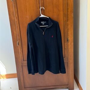 Polo Ralph Lauren black heavy cotton 1/4 zip pullover sweater shirt large